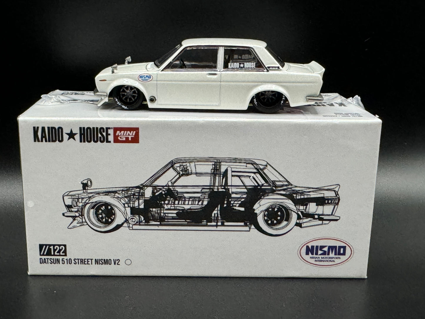 Kaido House x Mini GT 1:64 Datsun 510 Street Nismo V2 White KHMG122