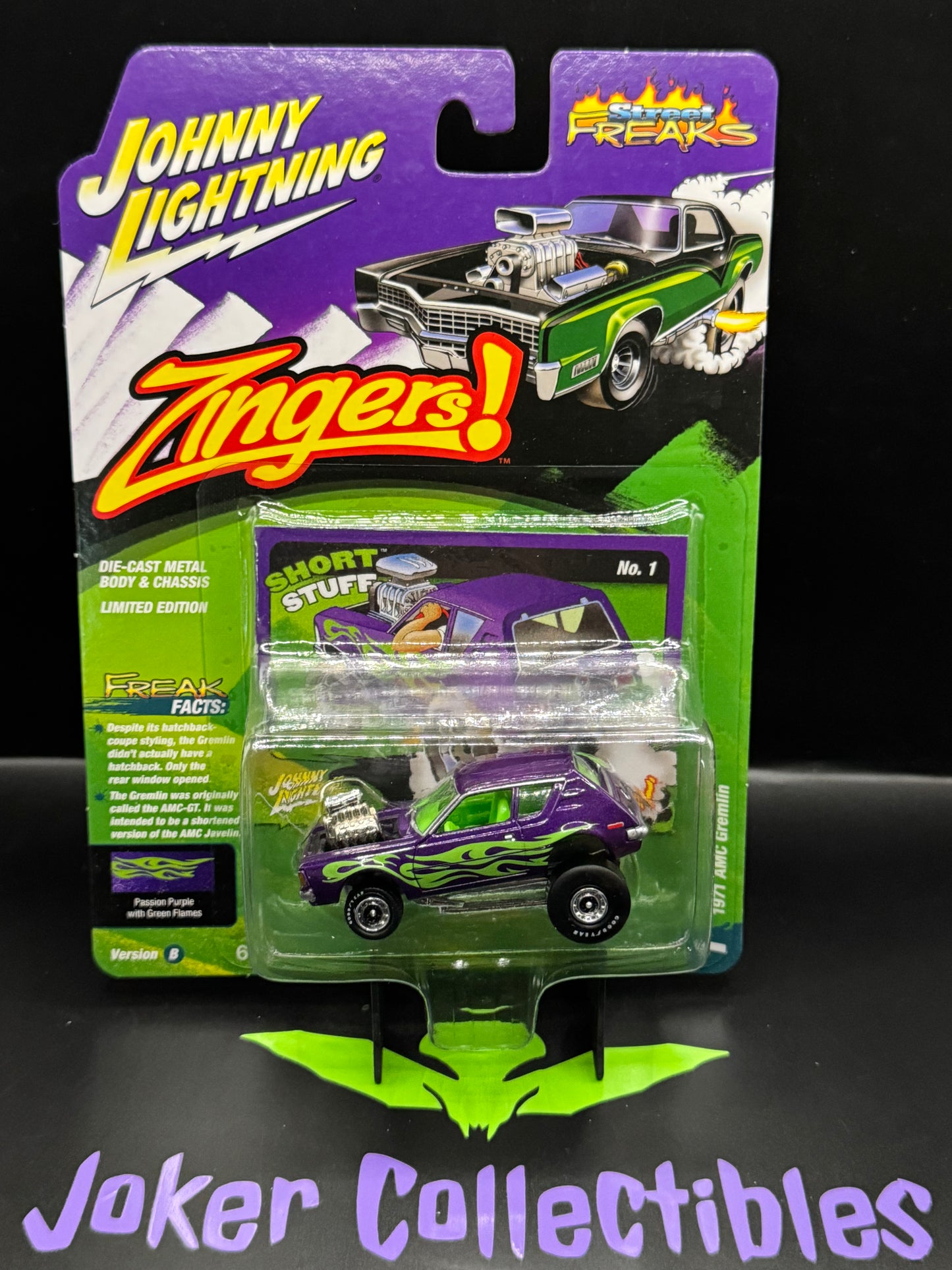 Johnny Lightning Street Freaks Zingers! Short Stuff 1971 AMC Gremlin Passion Purple with Green Flames #1