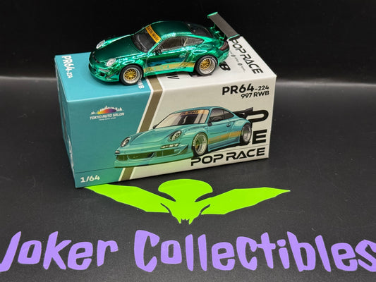 Pop Race Hong Kong Tokyo Auto Salon 2025 Porsche 997 RWB Spectraflame Teal PR64-224