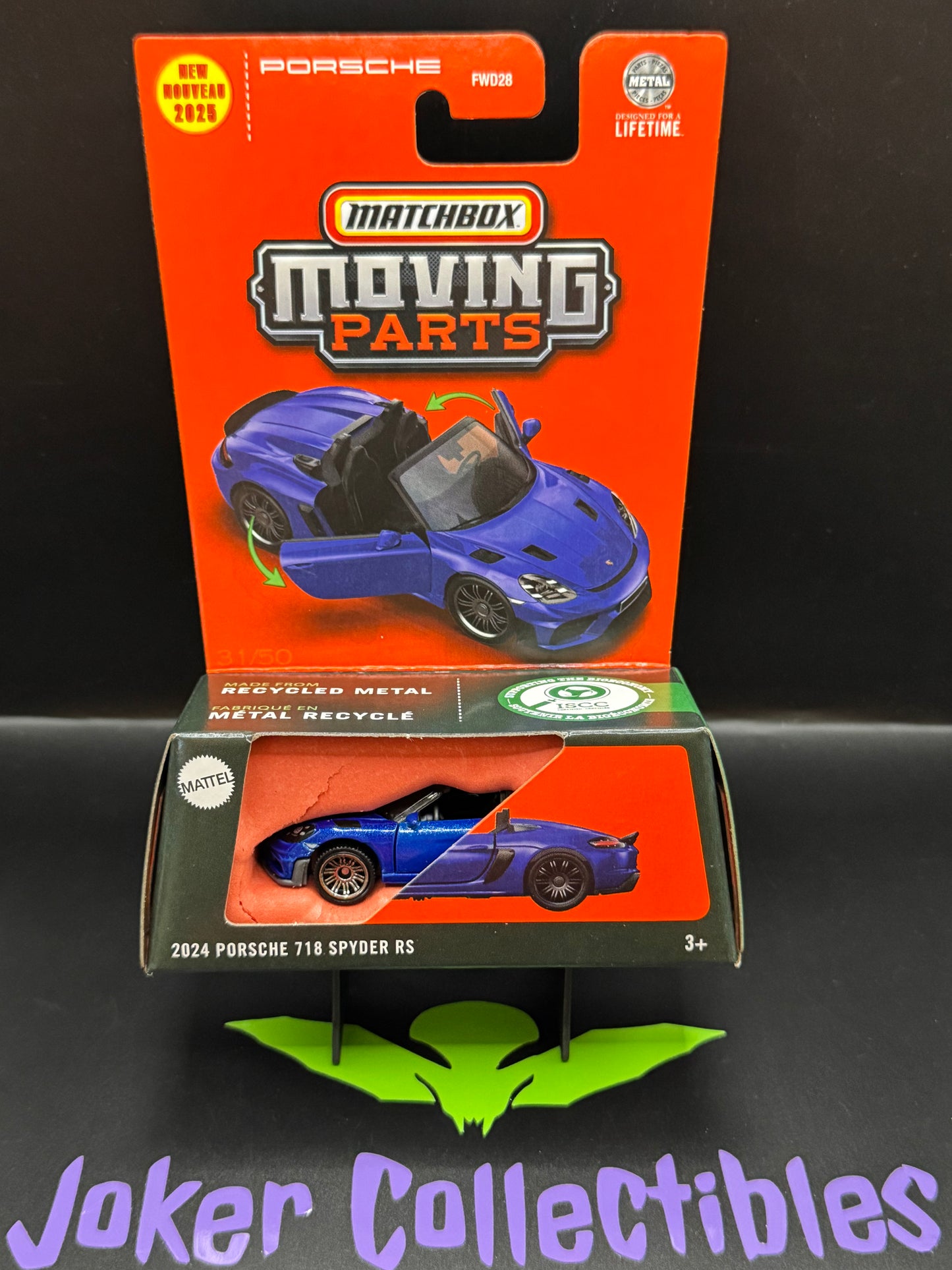 Matchbox Moving Parts Blue 2024 Porsche 718 Spyder RS Convertible