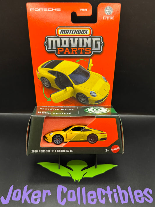 Matchbox Moving Parts Yellow 2020 Porsche 911 Carrera 4S
