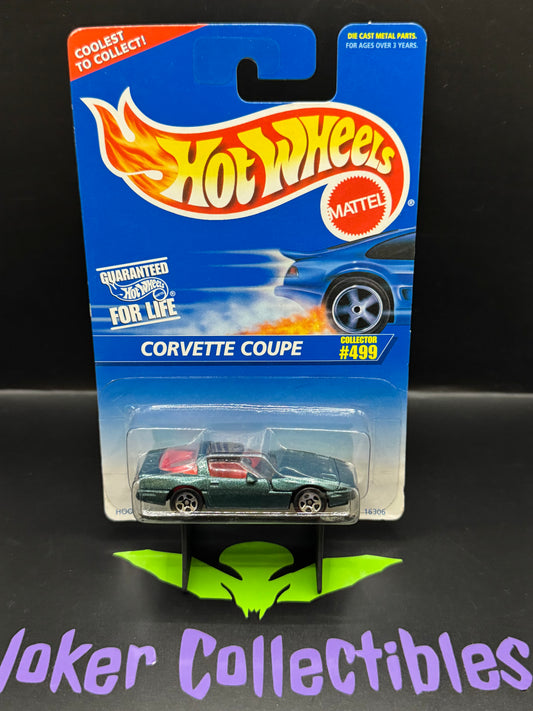 Hot Wheels Metalflake Green Chevrolet Corvette Coupe Opening Hood Collector # 499