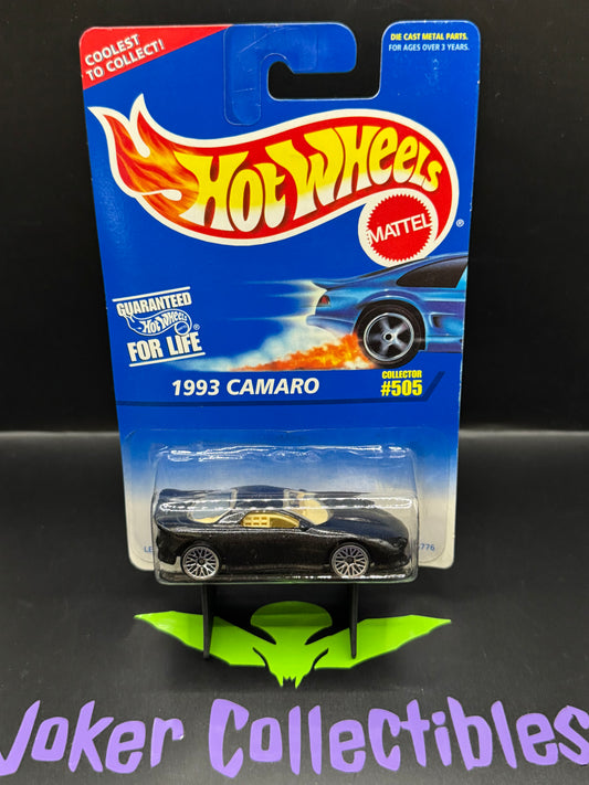 Hot Wheels Metalflake Black 1993 Chevrolet Camaro Lace Wire Spoke Wheel Collector # 505