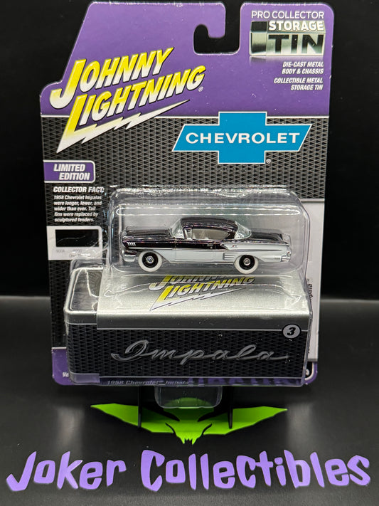 Johnny Lightning Pro Collector Storage Tin White Lightning Chase 1958 Chevrolet Impala Onyx Black #3