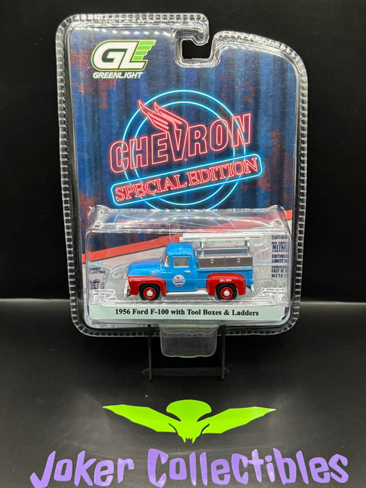 Greenlight Chevron Special Edition Series 1 1956 Ford F-100 with Tool Boxes & Ladders