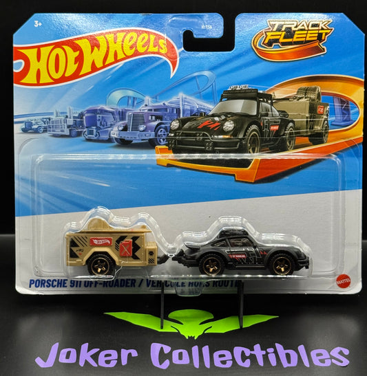 Hot Wheels Track Fleet Black Porsche 911 Off-Roader with Trailer