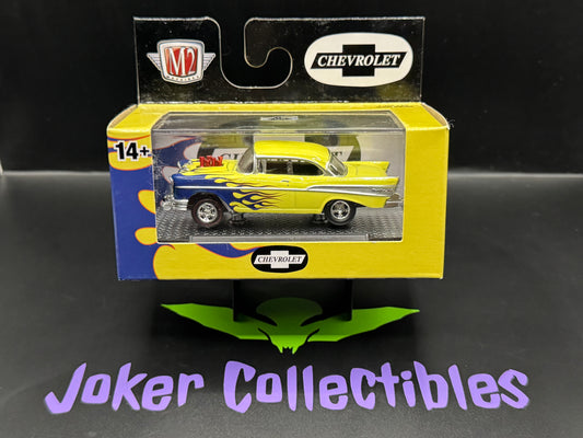 M2 Machines Yellow Blue 1957 Chevrolet Bel Air Gasser R79 24-40