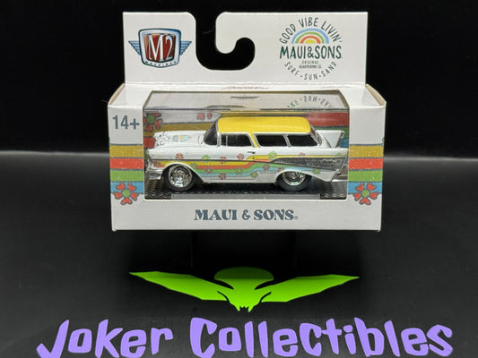 M2 Machines Ground Pounders Maui & Son's White 1957 Chevrolet Nomad R25 23-08