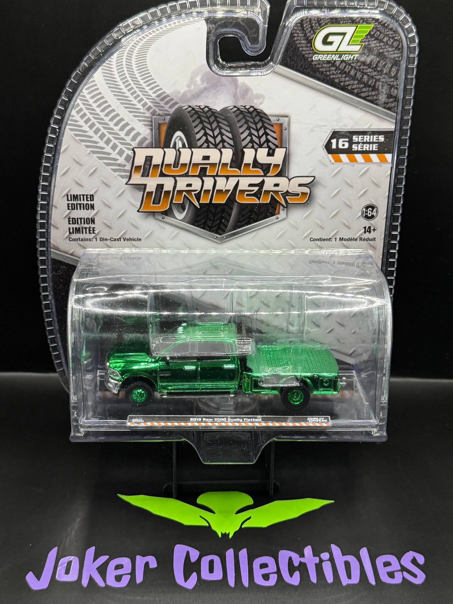 Greenlight Dually Drivers Series 16 Chase Green Machine 2018 Ram 3500 Dually Flatbed