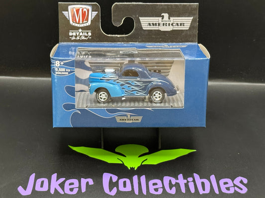 M2 Machines Blue with Flames 1941 Willys Coupe Gasser R63 22-09