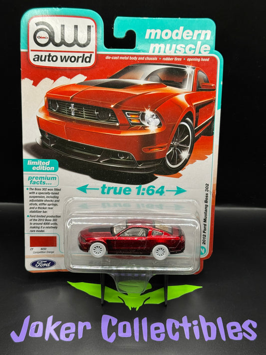 Auto World Modern Muscle Ultra Red Chase 2012 Ford Mustang Boss 302 Competition Orange # 2