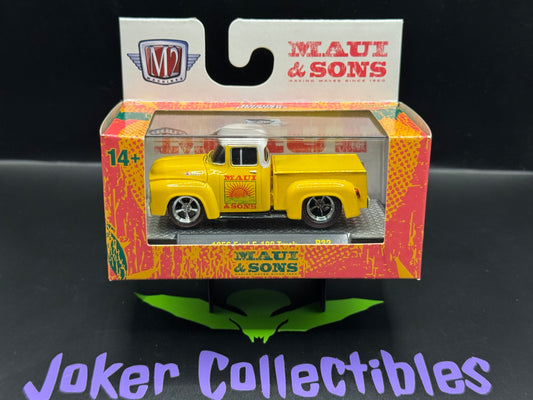 M2 Machines Ground Pounders Yellow Maui & Sons 1956 Ford F-100 Truck R32 25-16