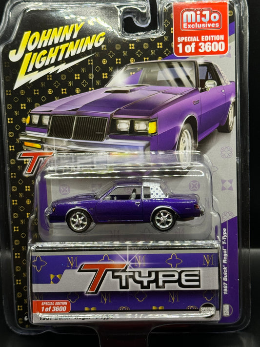 Johnny Lightning 1:64 1987 Buick Regal T-Type Custom Metallic Purple with White Top