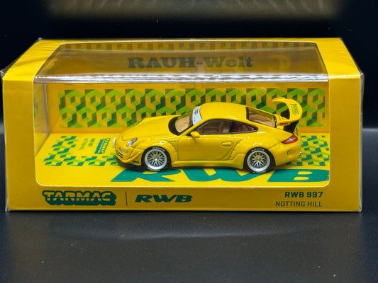 Tarmac Works Hobby64 Yellow Porsche RWB 997 Notting Hill