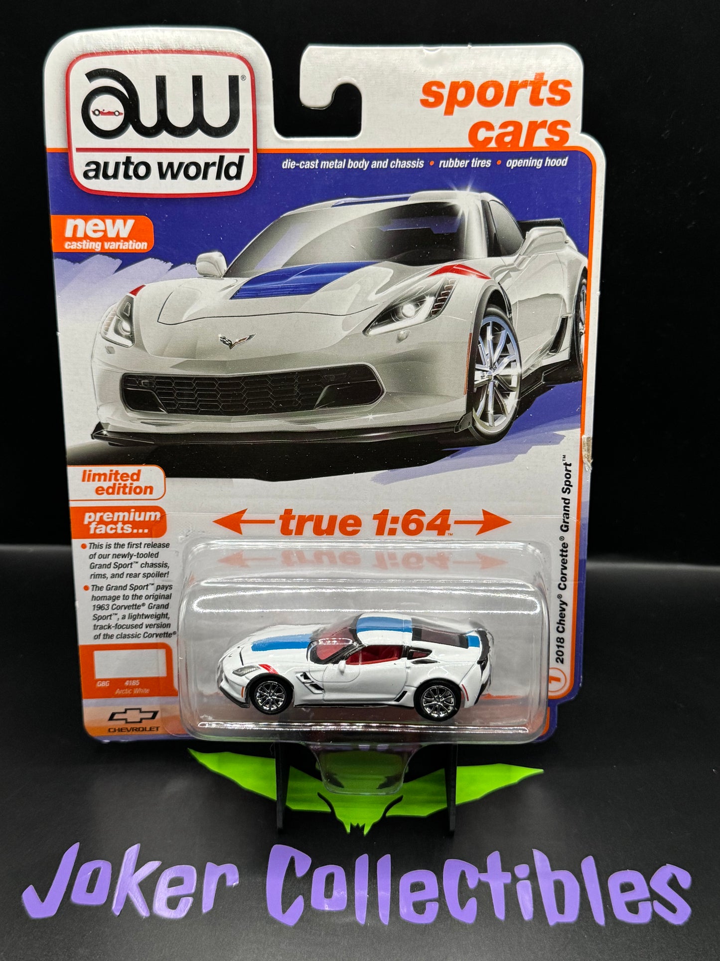 Auto World Sports Cars 2018 Chevy Corvette Grand Sport Arctic White # 1