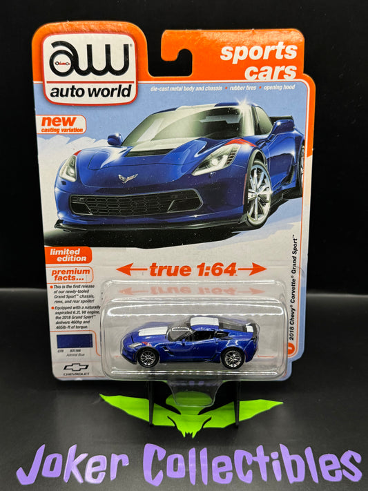 Auto World Sports Cars 2018 Chevy Corvette Grand Sport Admiral Blue # 1