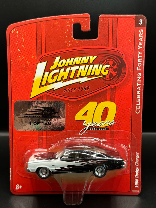 Johnny Lightning Short Card 40 Years 2009 Autofest 1966 Dodge Charger Black Release 3