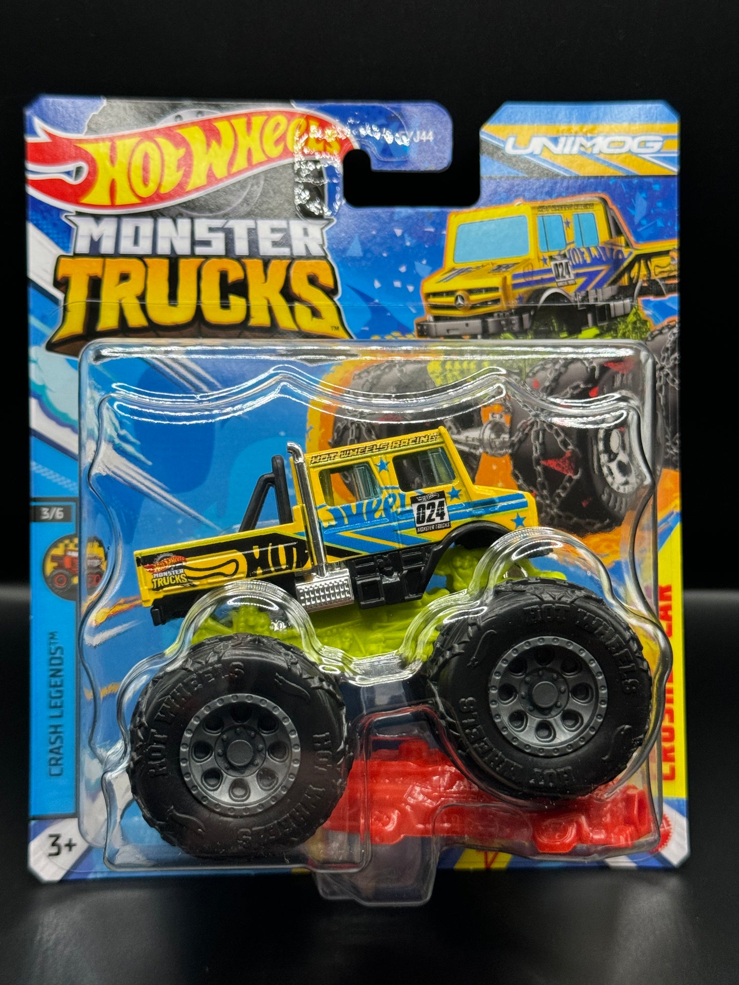 Hot Wheels Monster Trucks 2024 Yellow Unimog Crash Legends # 3/6