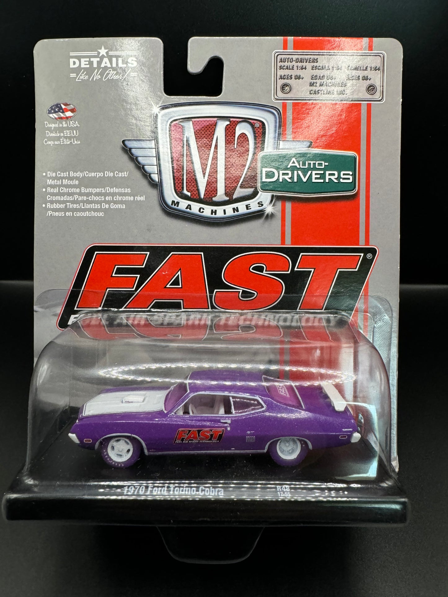 M2 Machines Auto-Drivers Chase Purple 1970 Ford Torino Cobra R48 17-55