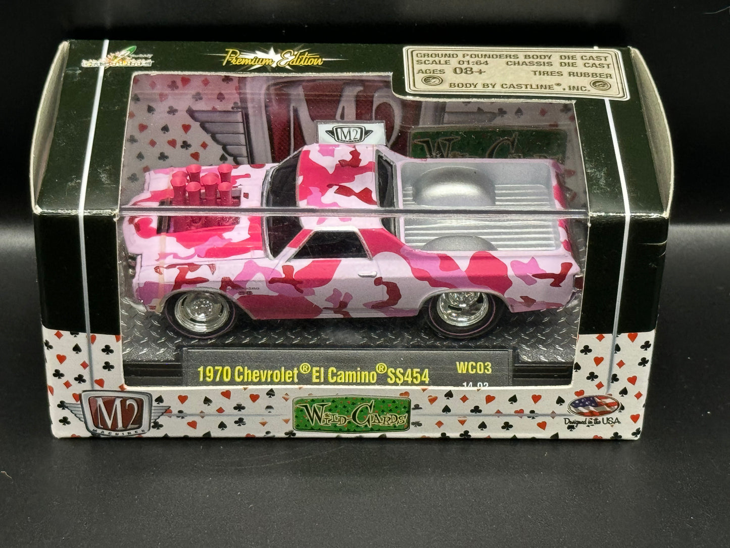 M2 Machines Wild-Cards Pink Camo 1970 Chevrolet El Camino SS454 WC03 14-02