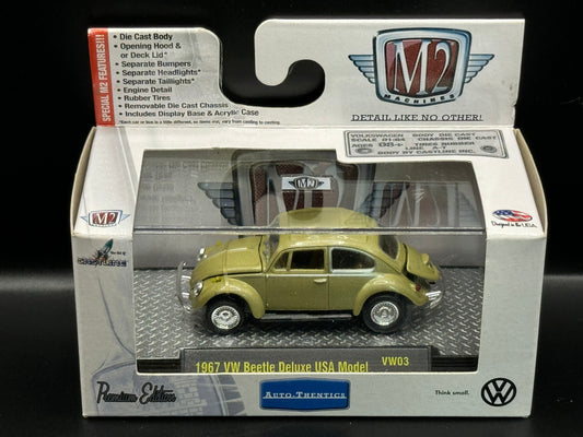 M2 Machines Auto-Thentics Gold 1967 VW Beetles Deluxe USA Model VW03 15-52