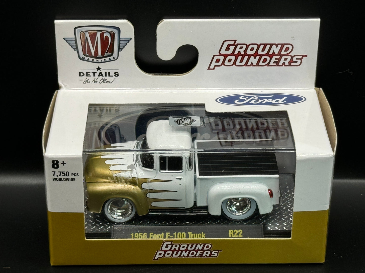 M2 Machines Ground Pounders White Gold 1956 Ford F-100 Truck R22 21-11