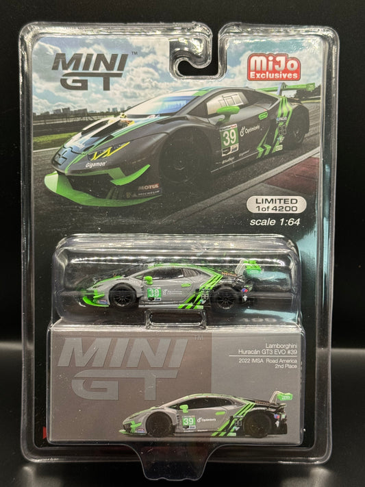 Mini GT #499 Lamborghini Huracan GT3 EVO #39 2022 IMSA Road America 2nd Place