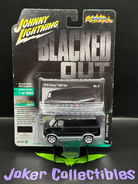 Johnny Lightning Street Freaks Blacked Out 1976 Chevy G20 Van Midnight Black #3