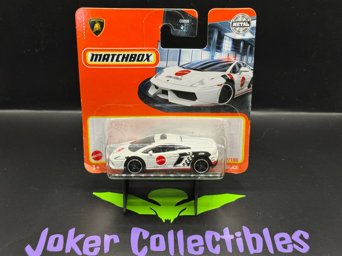 Matchbox White Mattel Global Security Lamborghini Gallardo Police # 69/100 Short Card