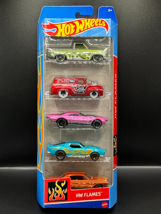 Hot Wheels 2024 HW Flames 5 Pack '83 Silverado, Impala, F-100, Muscle Speeder, Bruiser