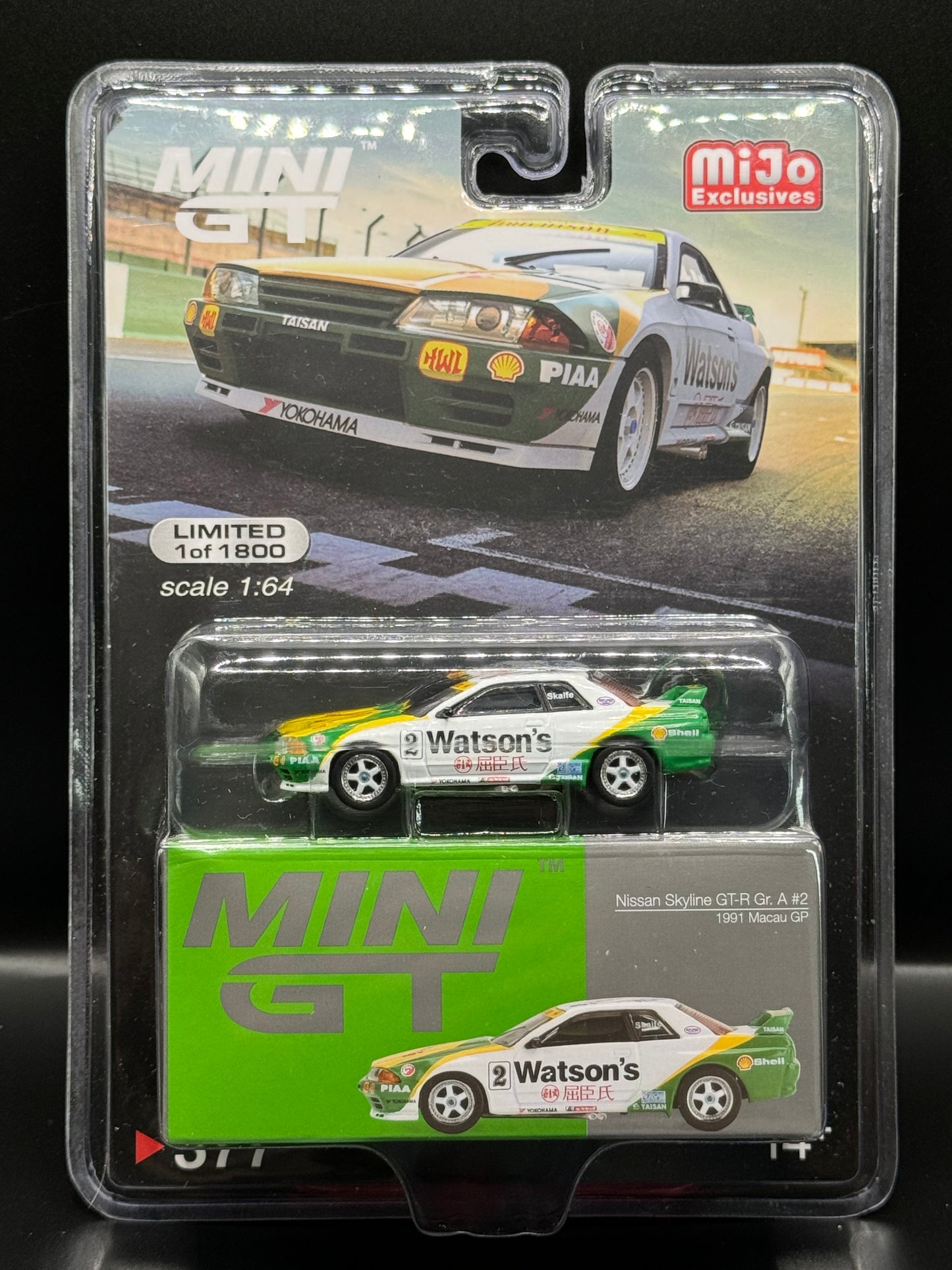 Mini GT#377 Watson's Nissan Skyline GT-R Gr. A #2 1991 Macau GP