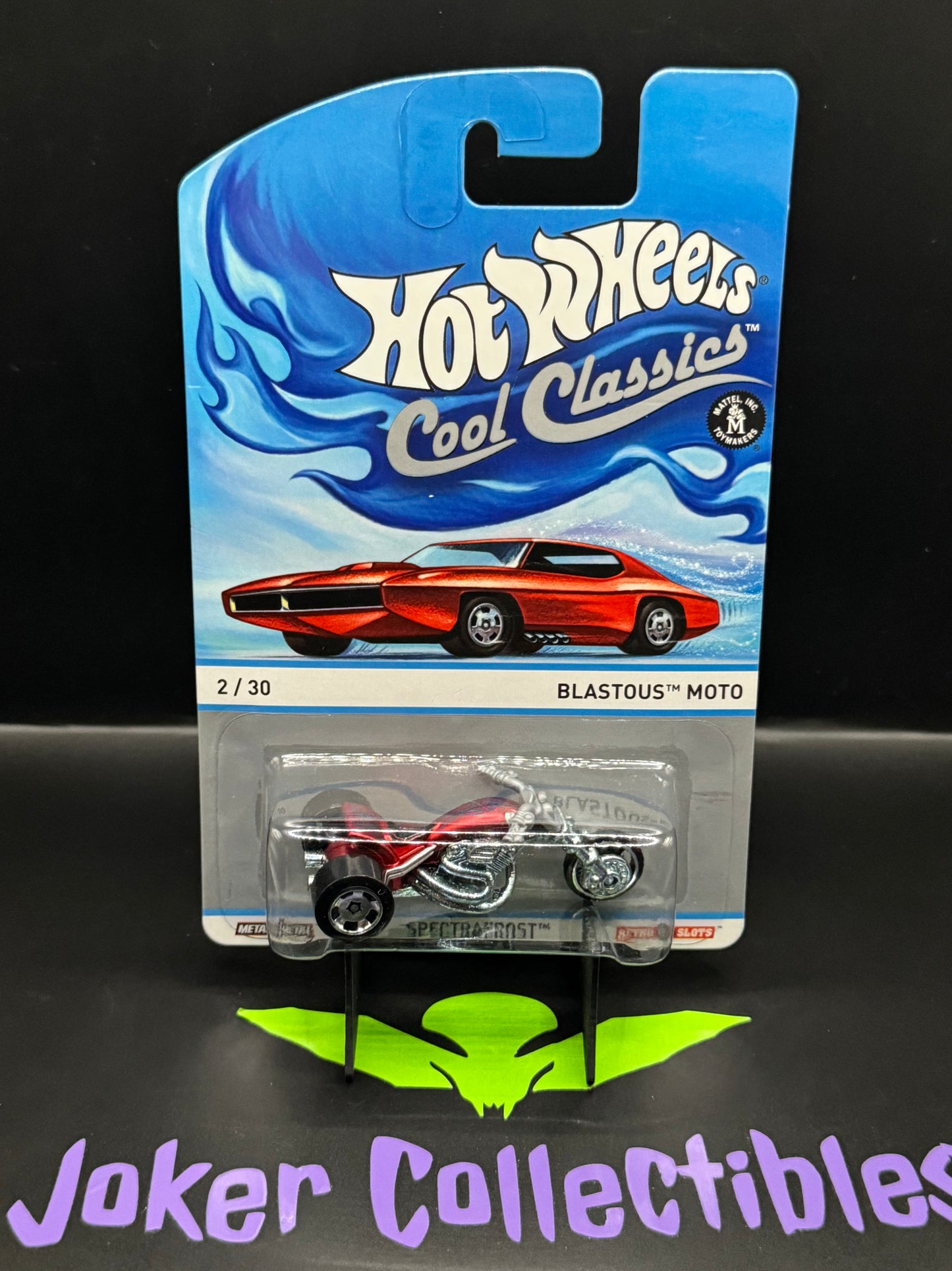 Hot Wheels Cool Classics Blastous Moto 2/30 Red Car Card Spectrafrost