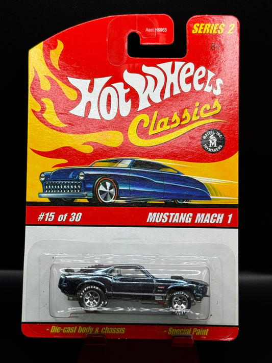 Hot Wheels 2006 Classics Series 2 Mustang Mach 1 # 15 of 30 Steel Blue w/ Protector