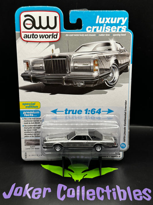 Auto World Luxury Cruisers 1979 Lincoln Continental Custom Lowrider Silver Metallic # 3