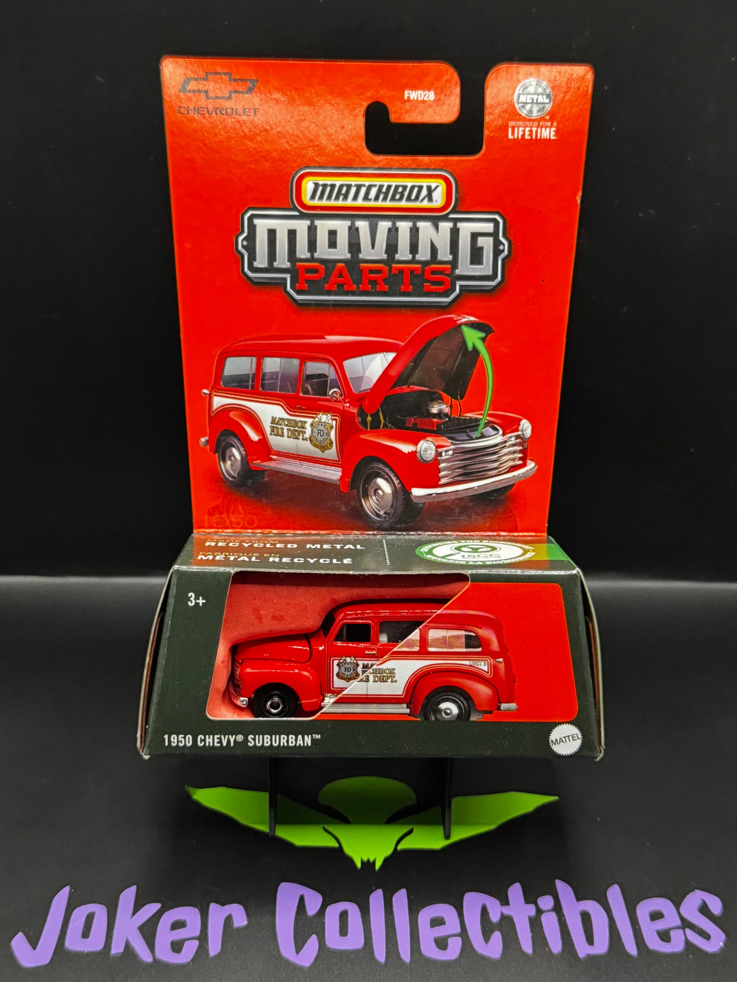 Matchbox Moving Parts Red & White 1950 Chevy Suburban Matchbox Fire Department