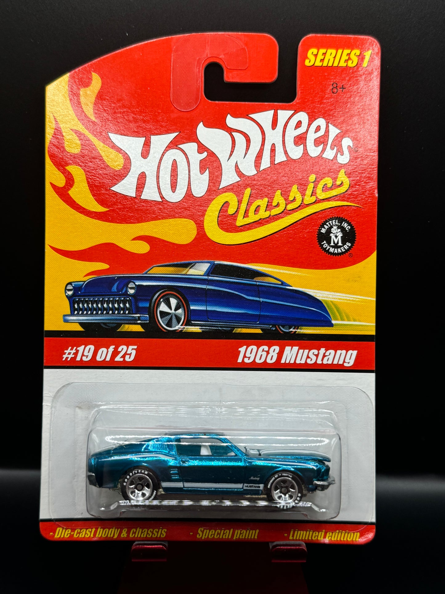 Hot Wheels 2005 Classics Series 1 1968 Mustang # 19 of 25 Ice Blue w/ Protector