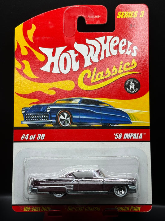 Hot Wheels 2007 Classics Series 3 '58 Impala # 4 of 30 Light Purple w/ Protector