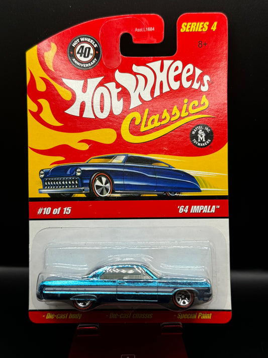 Hot Wheels 2008 Classics Series 4 '64 Impala # 10 of 15 Bright Blue w/ Protector