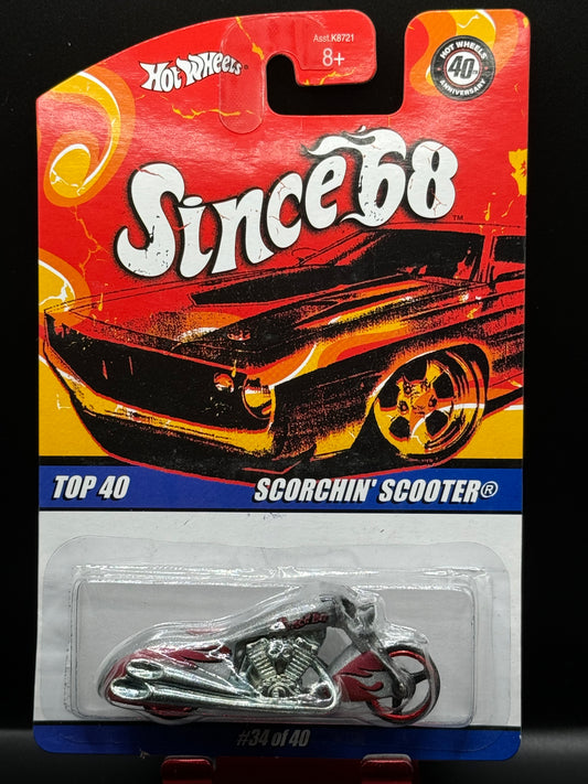 Hot Wheels Since '68 Series Top 40 Scorchin' Scooter # 34 of 40 Silver Red