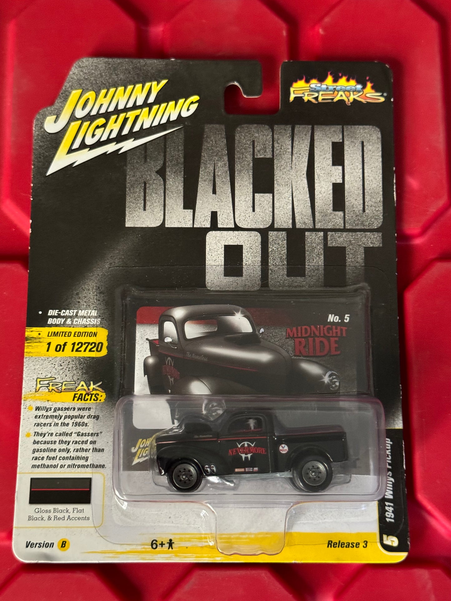 Johnny Lightning Street Freaks Blacked Out 1941 Willys Pickup Midnight Ride Release 3 Version B