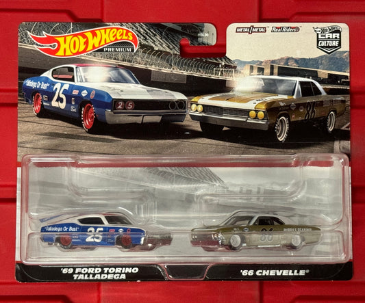 Hot Wheels Premium Car Culture 2 Pack '69 Ford Torino Talladega and '66 Chevelle