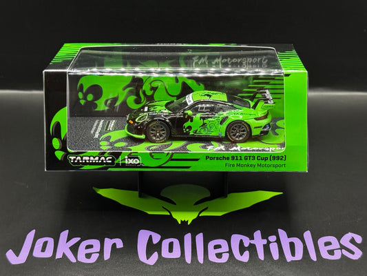 Tarmac Works ixo Models Hobby64 Porsche 911 GT3 Cup (992) Fire Monkey Motorsport