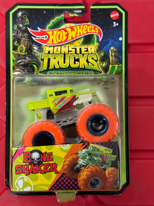 Hot Wheels Monster Trucks Glow in the Dark Bone Shaker Yellow