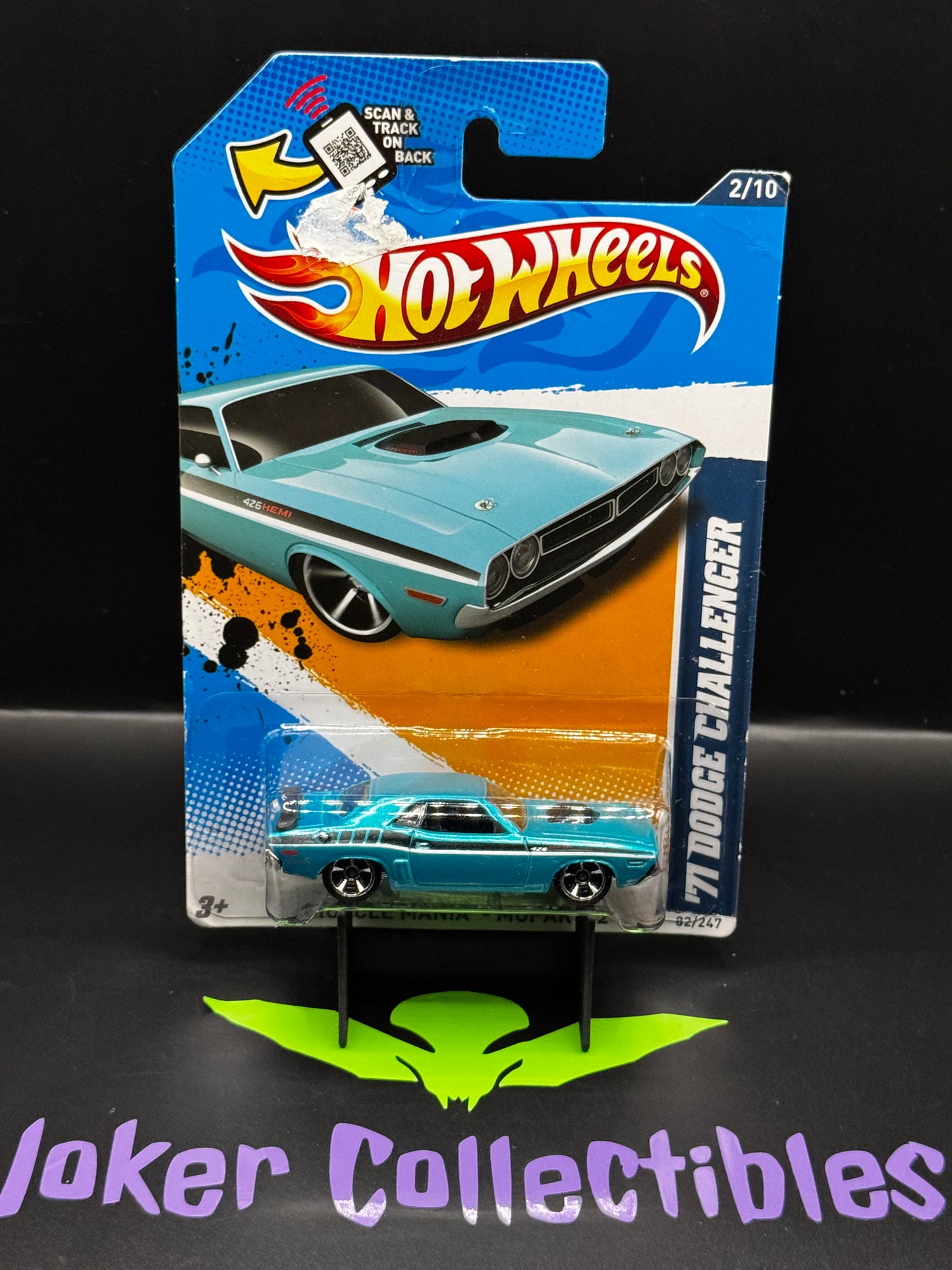 Hot Wheels Turquoise Blue '71 Dodge Challenger 82/247 Muscle Mania Mopar '12 2/10
