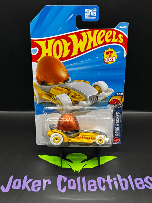 Hot Wheels 2026 Yellow Copper White Eggshelleracer 103/250 Drag Racers 4/10 F Case