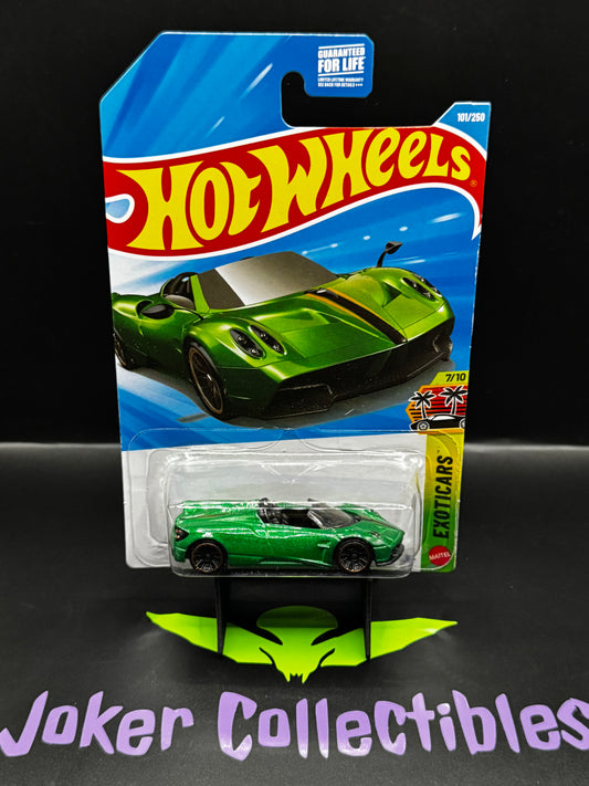 Hot Wheels 2026 Green '17 Pagani Huayra Roadster 101/250 Exoticars 7/10 F Case