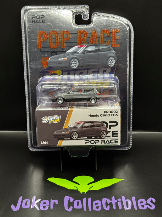 Pop Race 2026 Las Vegas Diecast Super Con Exclusive Honda Civic EG6 Dark Grey PRB002