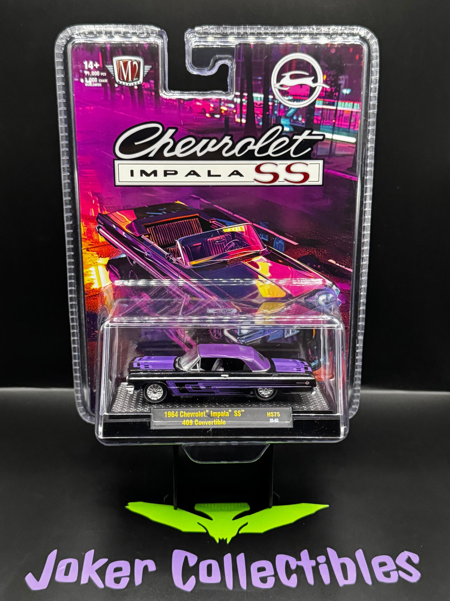 M2 Machines 1964 Chevrolet Impala SS 409 Convertible Black & Purple HS75 26-03