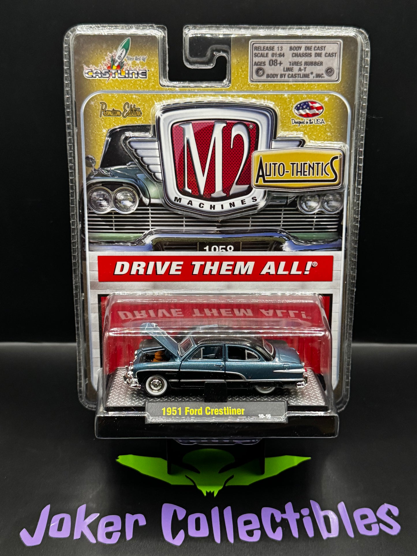M2 Machines Auto-Thentics Blue & Black 1951 Ford Crestliner Release 13 10-16