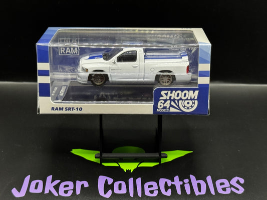 G.C.D. SHOOM64 2003 Dodge Ram SRT-10 Pickup White with Blue Racing Stripes